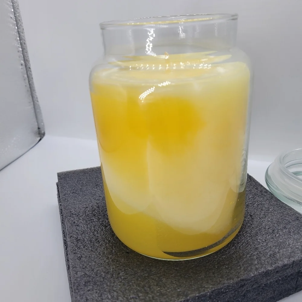 Yankee Candle RARE Retired Lemon Large Jar Candle Yellow Heavy Glass Lid 22 Oz